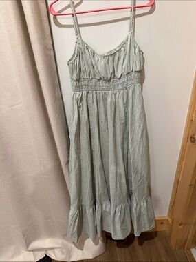 Light Sage Green Striped Sundress